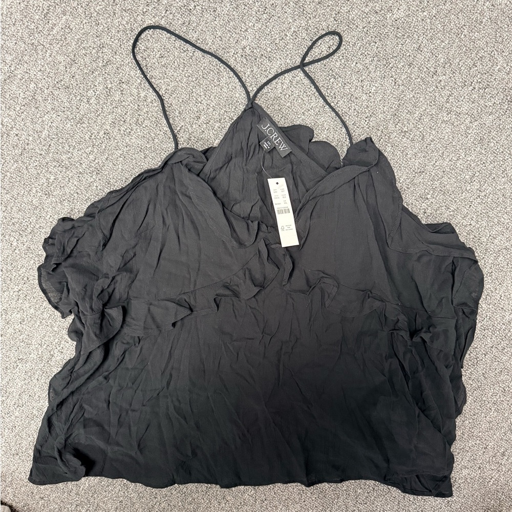 NWT J. Crew Women's Elegant Black Ruffle Camisole